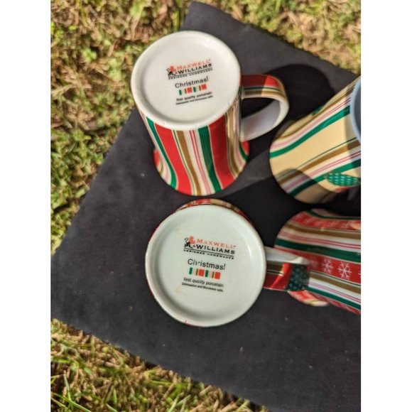 Vintage "Christmas" MAXWELL & WILLIAMS Designer Homewares Striped BOXED Set of F - Picture 8 of 8